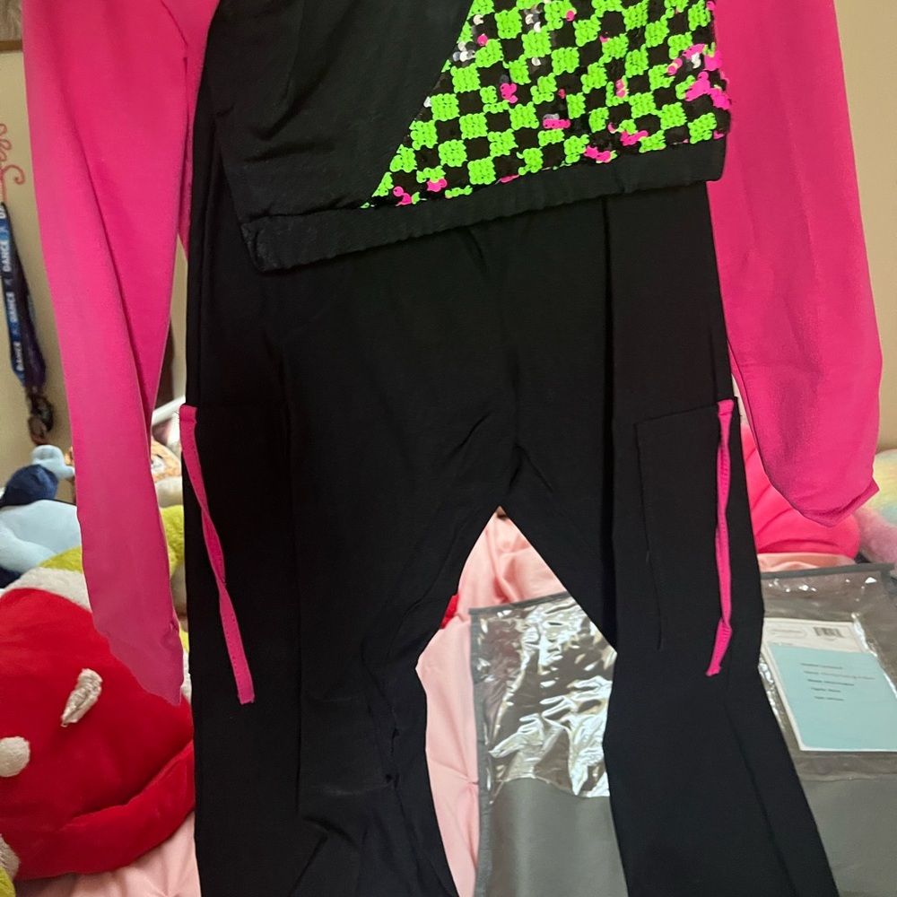 Pink and Black Jumpsuit with Neon Accents